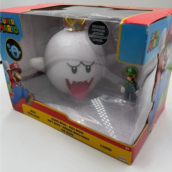 Nintendo Other - Nintendo King Boo Figure with Luigi Accessory - White & Gold
